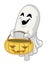 Cartoon ghost character hold the halloween pumpkin