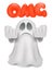 Cartoon ghost emoji character wit omg title