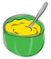 Cartoon giant green bowl filled with mashed potatoes vector or color illustration