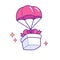 Cartoon gift box with parachute