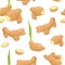Cartoon ginger seamless pattern isolated on white.