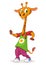 Cartoon giraffe dancing. Vector illustration of happy giraffe dancing