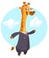 Cartoon giraffe dressed up in office suit presenting. Vector art illustration. Giraffe businessman