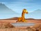 Cartoon giraffe drought in dry land