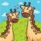 Cartoon of giraffe eating grass