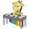 Cartoon giraffe playing a vibraphone