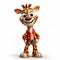 Cartoon Giraffe With Red Mittens And Scarf - Tiago Hoisel Style