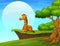 Cartoon giraffe sitting near the cliff