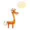 cartoon giraffe with thought bubble