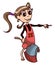 Cartoon Girl with an Axe, Vector Illustration.