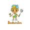 Cartoon Girl Badminton player