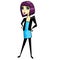 Cartoon girl, beautiful young woman in black jacket and skinny jeans. Comic character