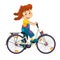 Cartoon girl on the bicycle