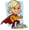 Cartoon girl character in red superhero cape