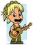Cartoon girl character with wooden acoustic guitar