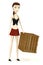 Cartoon girl with crate