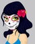 Cartoon girl in dead mask makeup