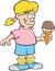 Cartoon girl eating an ice cream cone