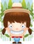 Cartoon Girl Farmer Smiling