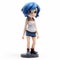 Cartoon Girl Figurine With Blue Hair - Ayami Kojima Style