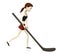 Cartoon girl with hockeystick