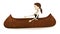 Cartoon girl in indian canoe