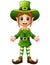 Cartoon girl leprechaun presenting