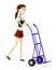 Cartoon girl with little truck