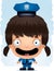 Cartoon Girl Police Officer Smiling