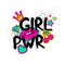 Cartoon Girl Power Feminist Slogan.