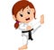 Cartoon girl practicing karate