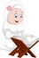 Cartoon girl reading Quran