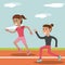 Cartoon girl running athletic physical education school image