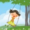 Cartoon girl swinging