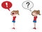 Cartoon girl vector image with exclamation and question mark variation