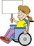 Cartoon Girl in a Wheelchair Holding a Sign