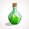 Cartoon glass bottles with green magic potion