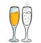 Cartoon glass of champagne vector for coloring