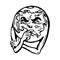Cartoon globe Earth face with thinking emotion vector illustration