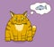 Cartoon gloomy cat think about fish