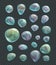 Cartoon glossy transparent soap bubbles