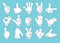 Cartoon gloved arms icons. Hands symbols collection. Vector illustration