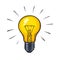 Cartoon glowing yellow light bulb