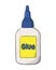 Cartoon glue bottle on white.