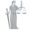 Cartoon goddess Themis holding sword of justice and weights by hands vector illustration