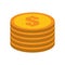 Cartoon golden coin pile dollar