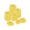 Cartoon golden coins stacks. lots money, finance business profits and wealth gold coin pile vector illustration