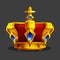 Cartoon golden crown icon. Game trophy asset.