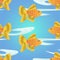 Cartoon goldfish seamless pattern