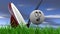 Cartoon golf ball being hit with driver